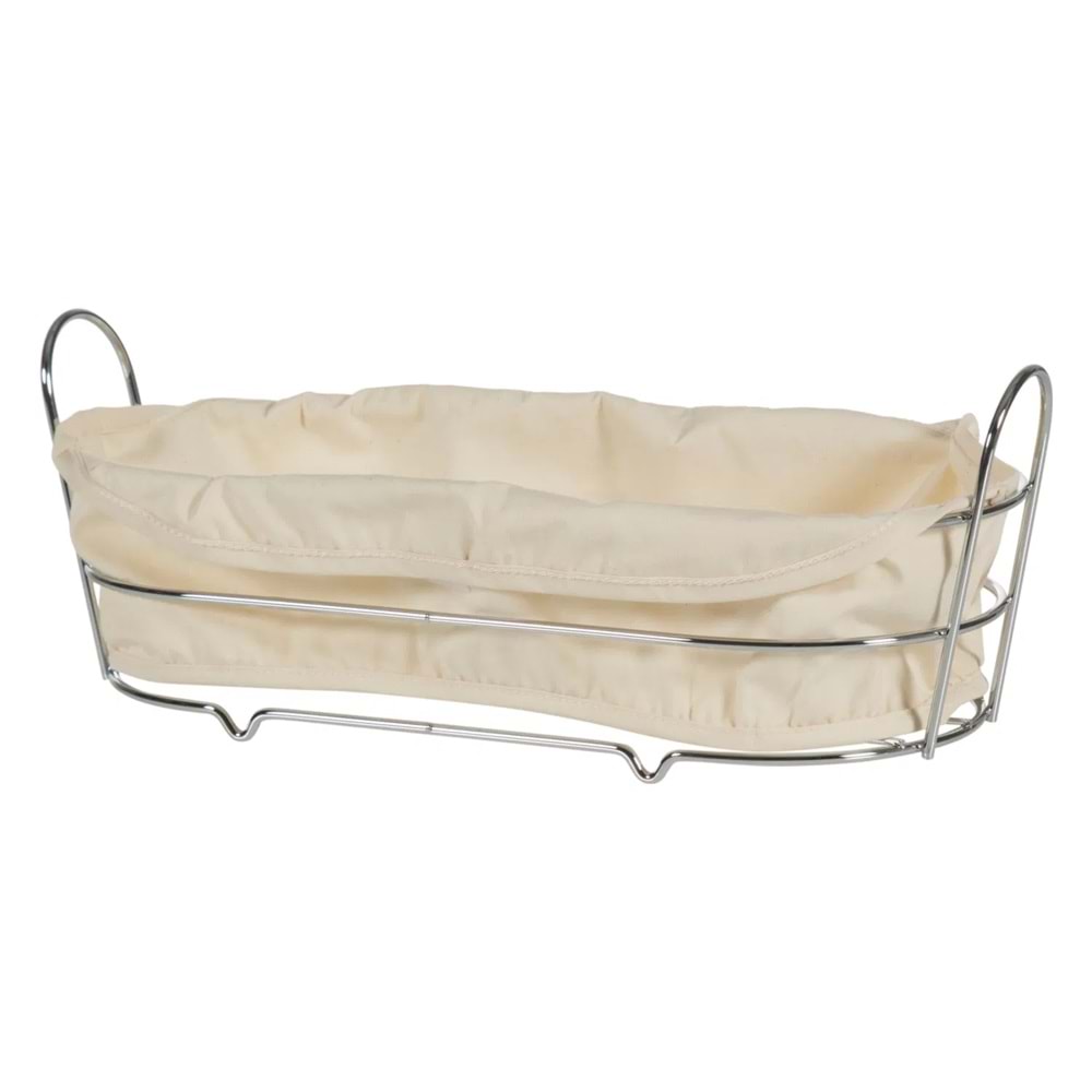 Metal Ekmek Sepeti Uzun - Krem