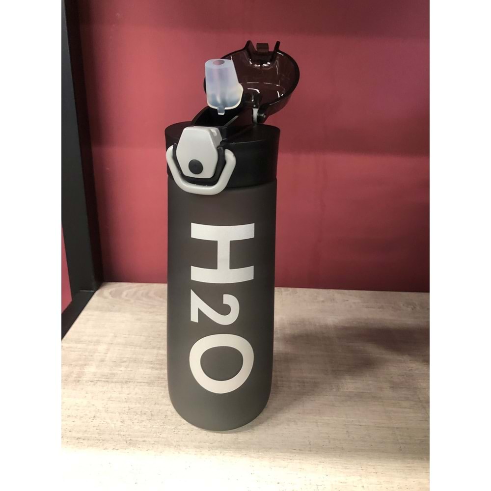 H2O Polikarbon Pipetli Matara 750 ml Siyah