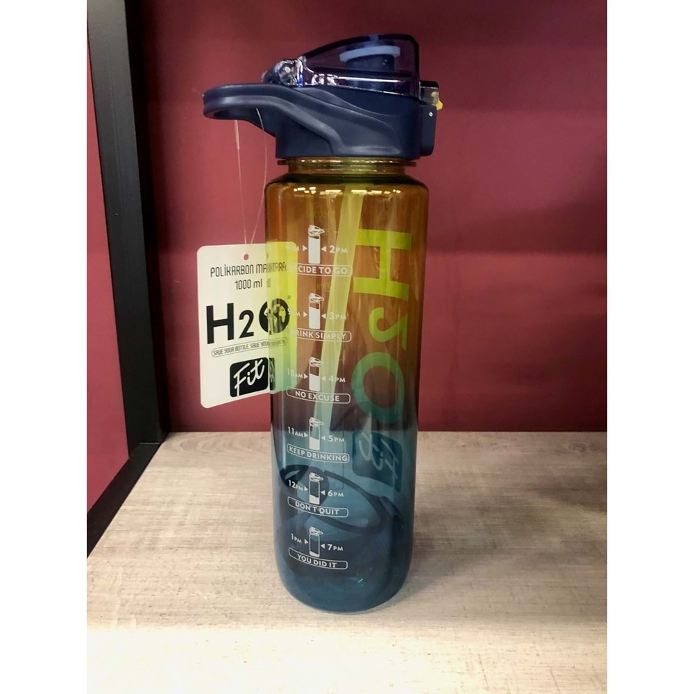 H2O Polikarbon Pipetli Matara 1000 ml Lacivert