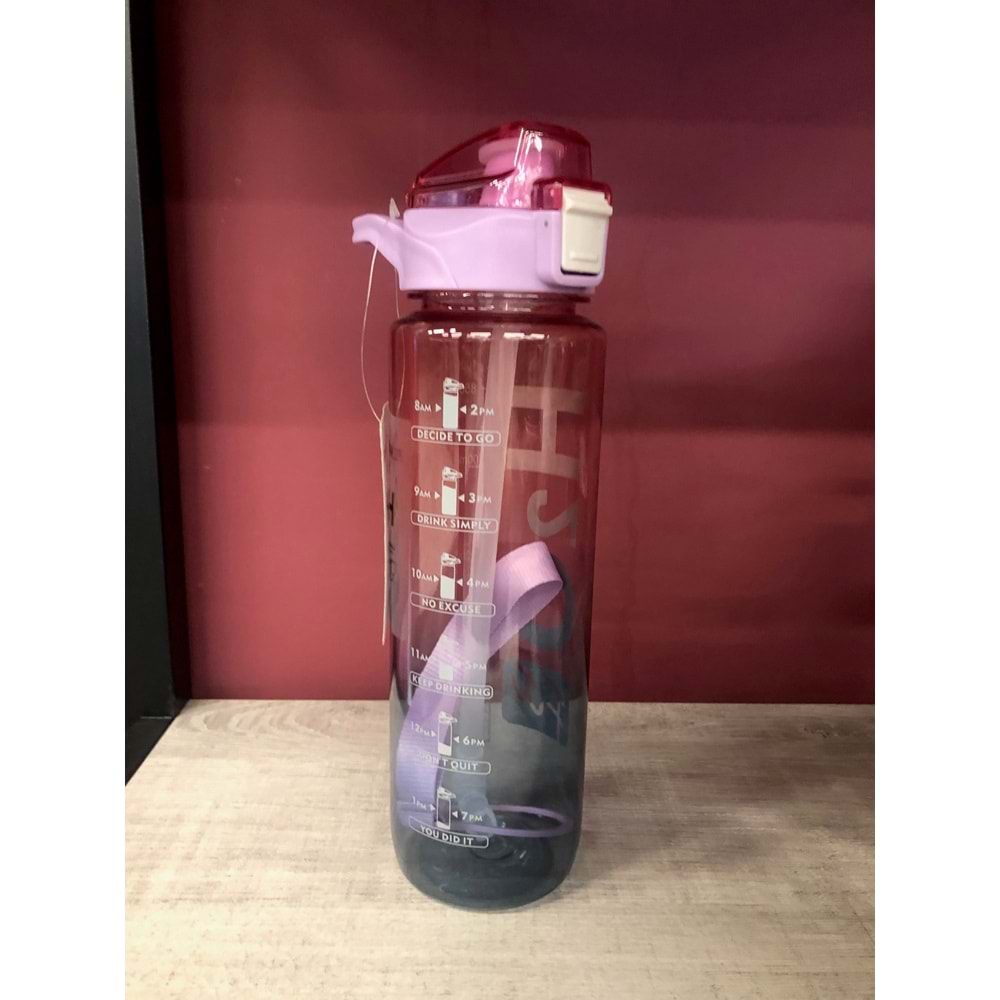 H2O Polikarbon Pipetli Matara 1000 ml Pembe
