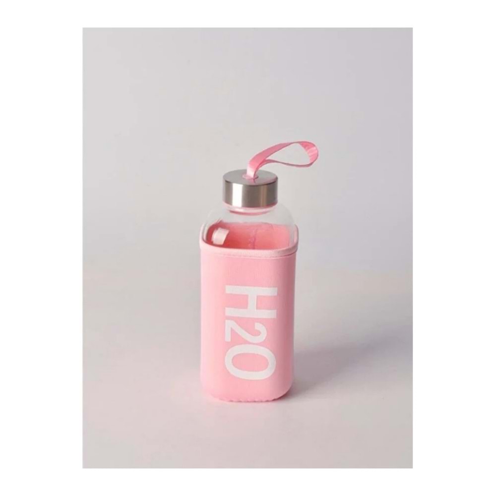 H2O Kılıflı Cam Matara 530 ml Pembe
