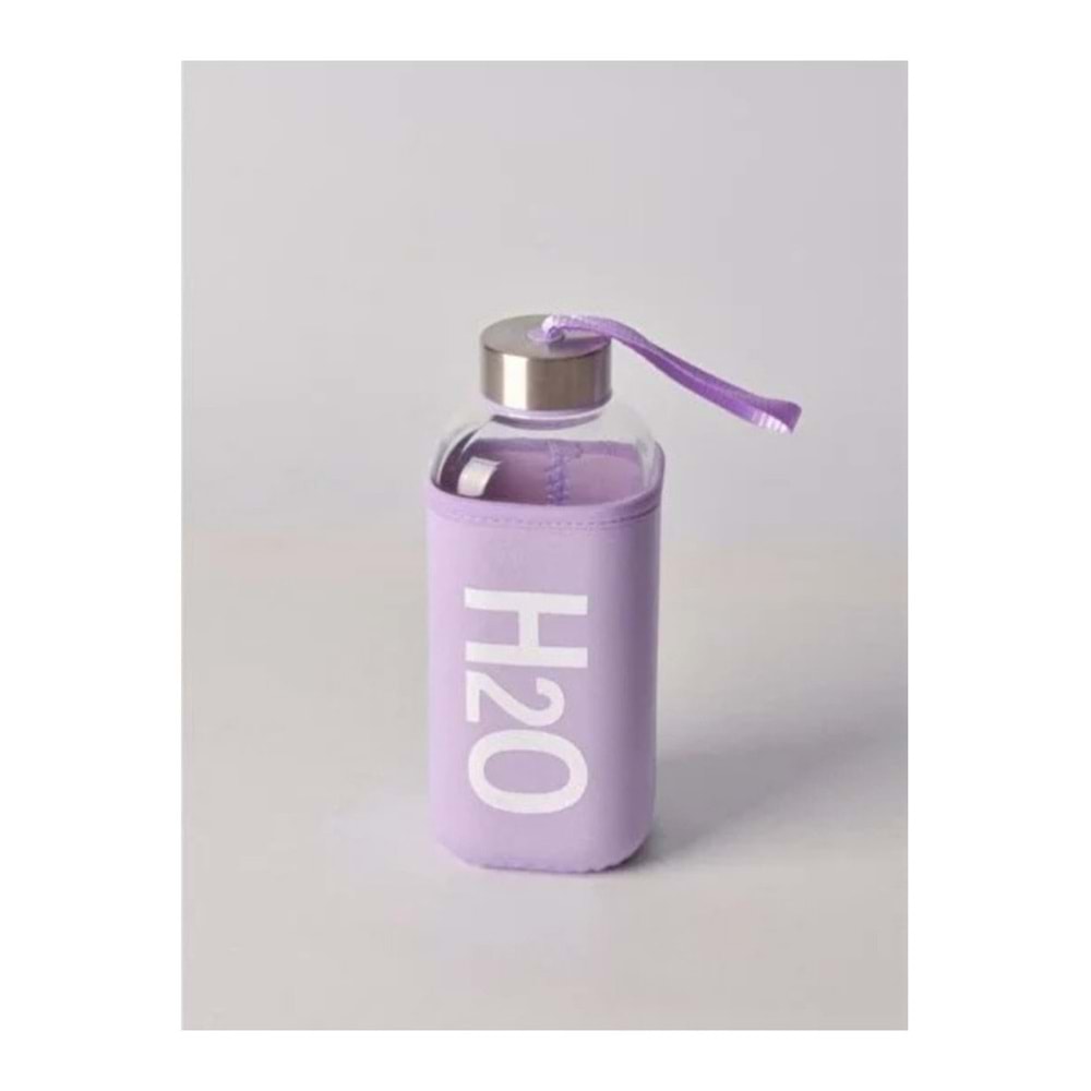 H2O Kılıflı Cam Matara 530 ml Lila