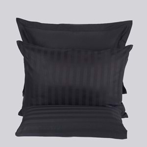 Nevresim Takımı Çizgili Saten Çift Kişilik Siyah