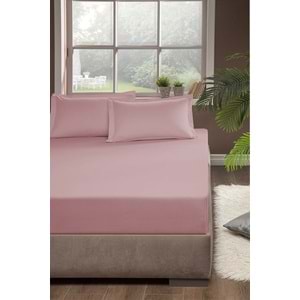 Lüx %100 Pamuklu Lastikli Penye Çarşaf 100x200cm Gül Kurusu Renk