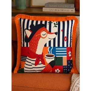 Çift Taraflı Dekoratif Saçaklı Kırlent Kılıfı Enerjik-1 43x43 cm -1 Adet