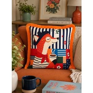Çift Taraflı Dekoratif Saçaklı Kırlent Kılıfı Enerjik-1 43x43 cm -1 Adet