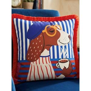 Çift Taraflı Dekoratif Saçaklı Kırlent Kılıfı Enerjik-3 43x43 cm -1 Adet