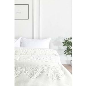 Pırıltı Embos Çift Kişilik Battaniye Ekru