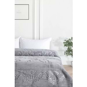 Pırıltı Embos Çift Kişilik Battaniye Gri