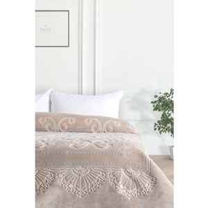 Pırıltı Embos Çift Kişilik Battaniye Vizon