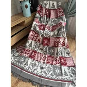 Warming Yılbaşı Temalı Çift Taraflı Çift Kişilik Battaniye 180x220 cm