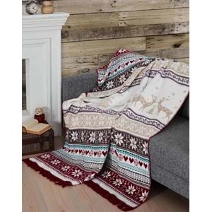 Together Yılbaşı Temalı Çift Taraflı Tek Kişilik Pamuklu Battaniye 150x200 cm