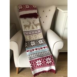 Together Yılbaşı Temalı Çift Taraflı Tek Kişilik Pamuklu Battaniye 150x200 cm