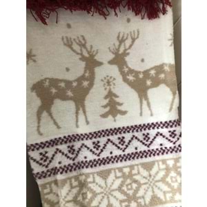 Together Yılbaşı Temalı Çift Taraflı Tek Kişilik Pamuklu Battaniye 150x200 cm