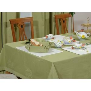 Lüks Masa Örtüsü Gala Polycotton Kumaş Leke Tutmaz Su Geçirmez Class 150x180 cm Yeşil