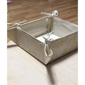 Ekmek Sepeti Gold Simli Jakarlı Sıvı Geçirmez Lurex Kumaş 35x35 cm
