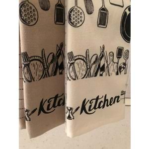 Kitchen 4'lü Mutfak Havlusu 40x60 cm -Krem Kahve