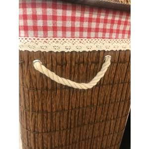 Rattan Katlanabilir Dikdörtgen Çamaşır Sepeti -Kahverengi
