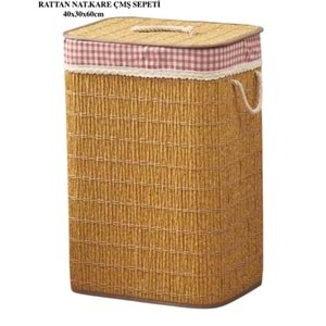 Rattan Katlanabilir Dikdörtgen Çamaşır Sepeti -Naturel