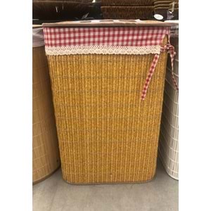 Rattan Katlanabilir Dikdörtgen Çamaşır Sepeti -Naturel