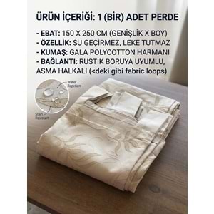 Gala Polycotton Leke Tutmaz Su Geçirmez Perde Ekin 150x250 cm