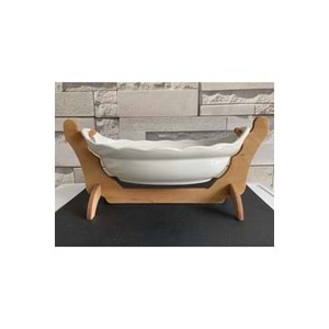 Ahşap Standlı Gondol Salata ve Sunum Kasesi