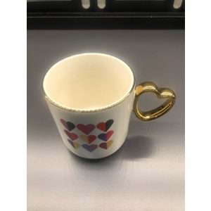Özel Tasarım Porselen Kalp Kupa Yaldızlı -1 -380 ml