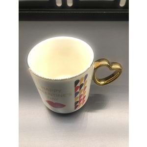 Özel Tasarım Porselen Kalp Kupa Yaldızlı -2 -380 ml