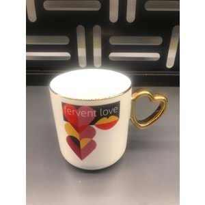 Özel Tasarım Porselen Kalp Kupa Yaldızlı -4-380 ml