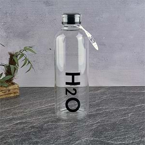 Borosilikat Cam Matara Siyah H2O Desenli 1litre