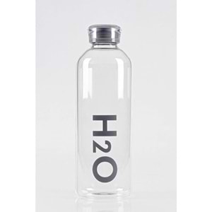 Borosilikat Cam Matara Gri H2O Desenli 1litre