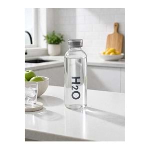 Borosilikat Cam Matara Gri H2O Desenli 1litre