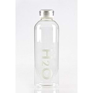 Borosilikat Cam Matara Beyaz H2O Desenli 1litre