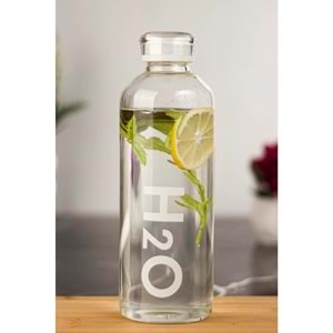 Borosilikat Cam Matara Beyaz H2O Desenli 1litre