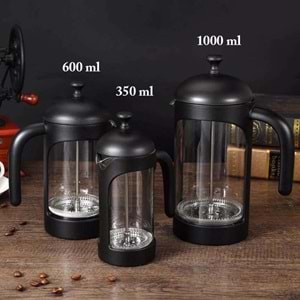 French Press Yuvarlak Kapak Siyah Gövde -600 ml