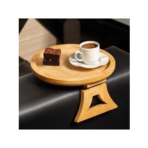 Doğal Bambu Yuvarlak Koltuk Tepsisi/Sehpası