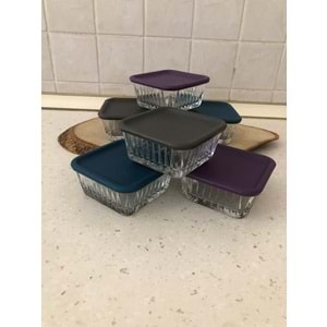 Frezya Renkli Kapaklı 6'lı Cam Kase