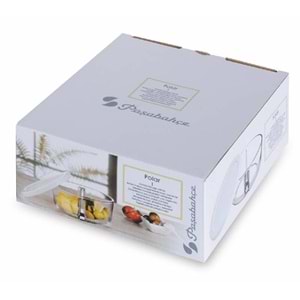 İki Bölmeli Kapaklı Cam Kahvaltılık Saklama Kabı - Beyaz Kapaklı -2 Adet -785 cc