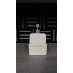 Süngerlikli Seramik Sıvı Sabunluk&Deterjanlık Wash-Krem -1