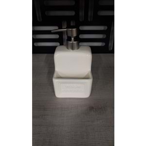 Süngerlikli Seramik Sıvı Sabunluk&Deterjanlık Wash-Krem -1