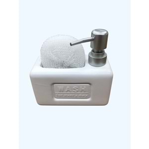 Süngerlikli Seramik Wash - Sıvı Sabunluk&Deterjanlık Beyaz