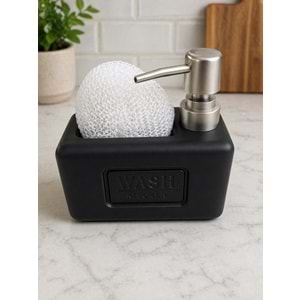 Süngerlikli Seramik Wash - Sıvı Sabunluk&Deterjanlık Siyah