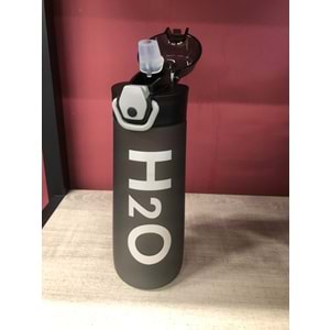 H2O Polikarbon Pipetli Matara 750 ml Siyah