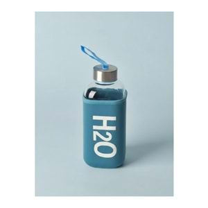 H2O Kılıflı Cam Matara 530 ml Mavi