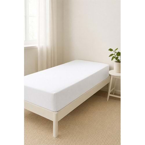 Tek Kişilik %100 Pamuklu Lastikli Penye Çarşaf Beyaz 100x200 cm