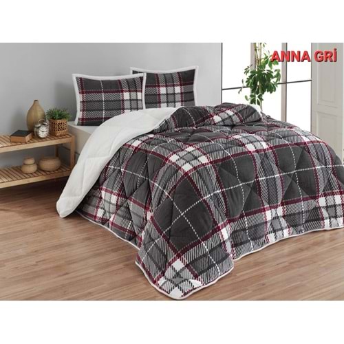 Tek Kişilik Yorgan Seti Comforter Anna Gri (1 Yorgan + 1 Yastık Kılıfı)