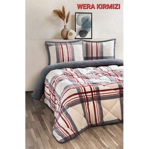 Çift Kişilik Yorgan Seti Comforter Wera Kırmızı (1 Yorgan + 2 Yastık Kılıfı)