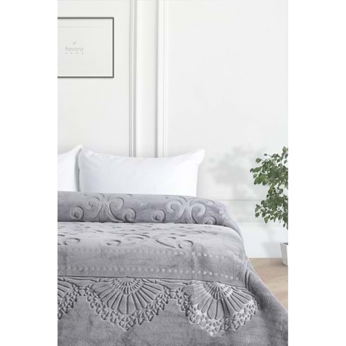 Pırıltı Embos Çift Kişilik Battaniye Gri