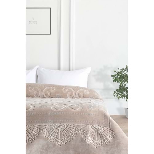 Pırıltı Embos Çift Kişilik Battaniye Vizon