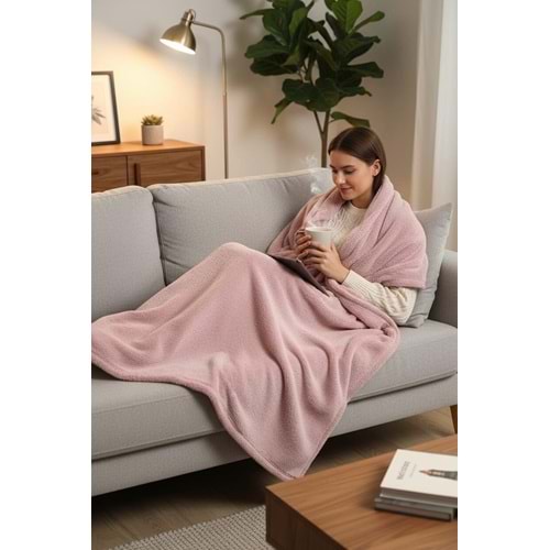 Tek Kişilik Welsoft TV Battaniye 130x170 cm Pudra